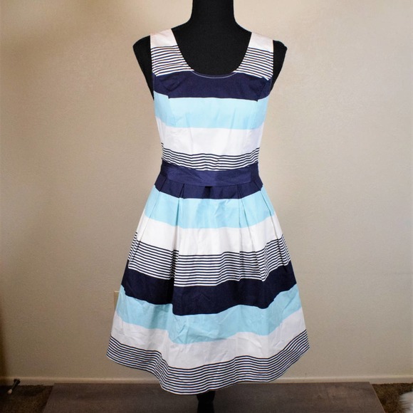 41 Hawthorn Fit Flare Sleeveless Striped Cotton Sundress S - Picture 1 of 9